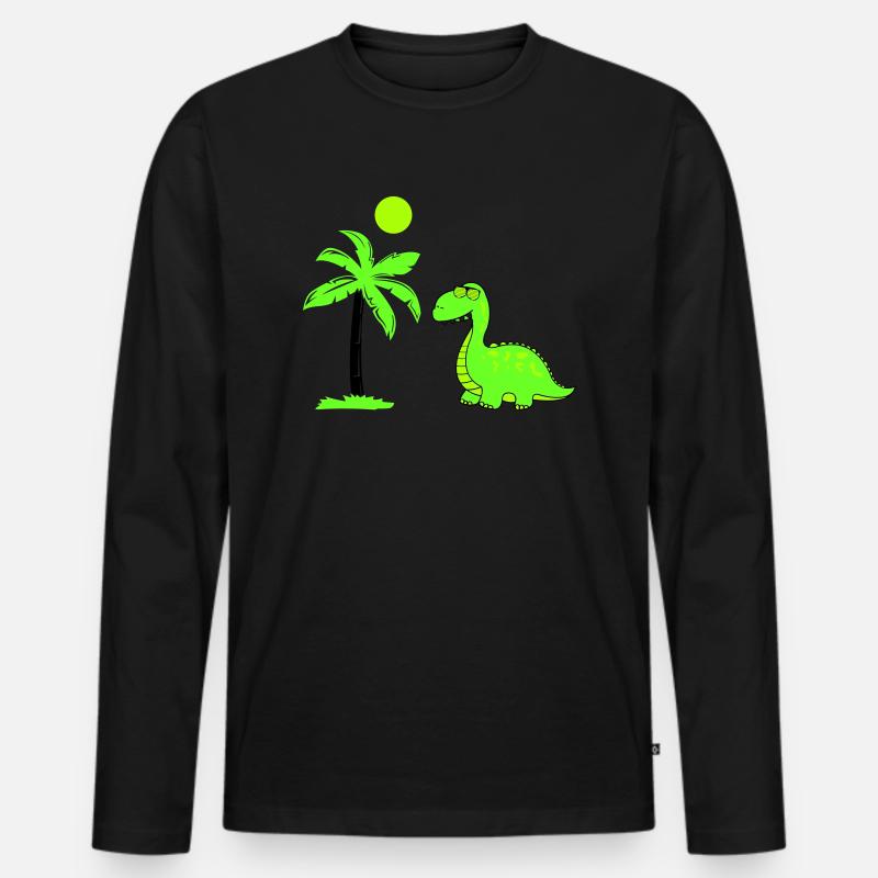 dinosaurier palme 02 - Männer Premium Bio Langarmshirt - Schwarz