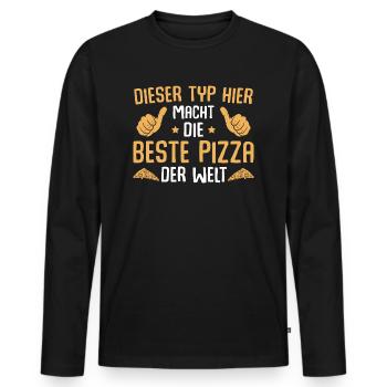 Pizza backen Bester Pizzabäcker - Männer Premium Bio Langarmshirt - Schwarz - Vorne - Nico (187cm)