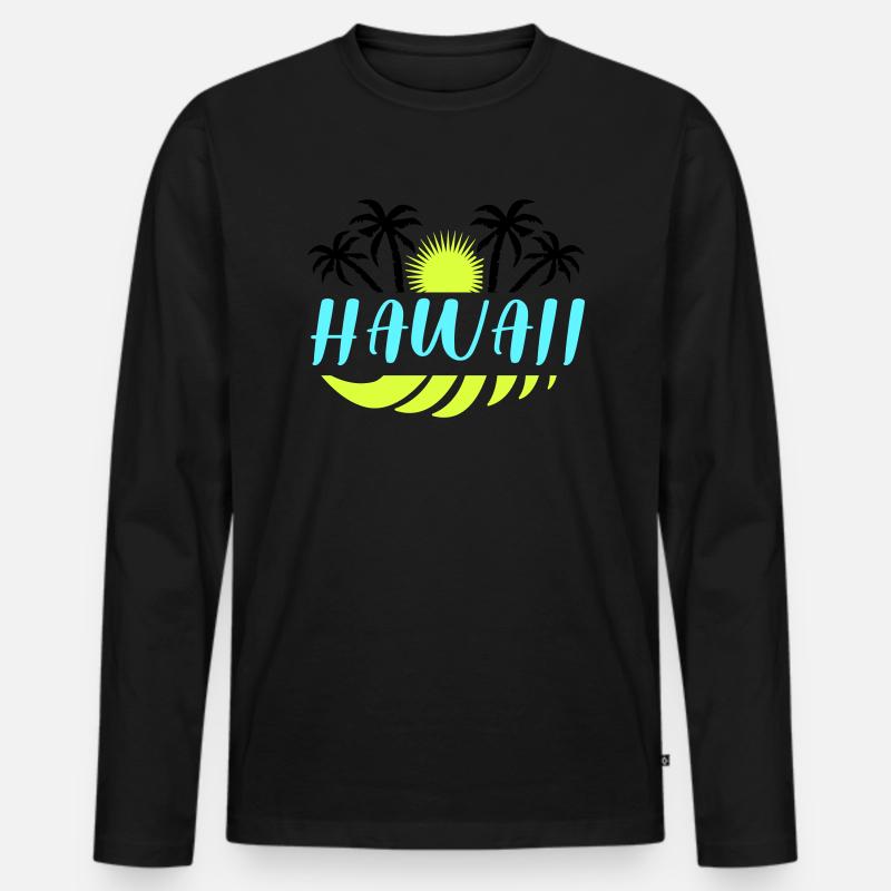 hawaii - Männer Premium Bio Langarmshirt - Schwarz