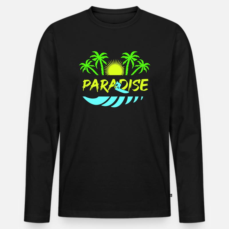 surf paradise - Männer Premium Bio Langarmshirt - Schwarz
