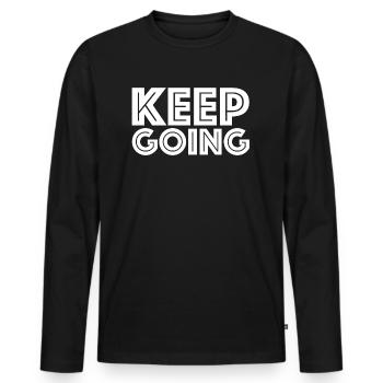 Moving on | Inspiration, perseverance - Men's Premium Organic Long Sleeve Shirt - black - Front - Nico (187cm)