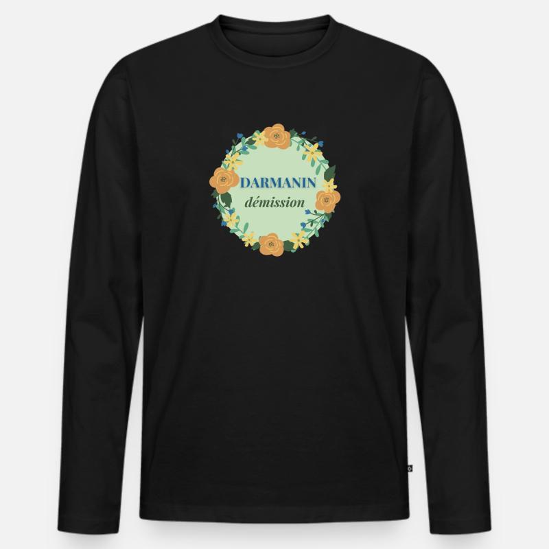 Darmanin tritt zurück - Männer Premium Bio Langarmshirt - Schwarz
