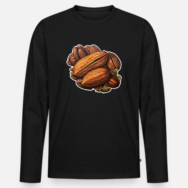 Pecannuss - Männer Premium Bio Langarmshirt - Schwarz