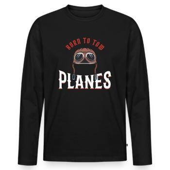 Born to Tow Planes | Pushback Fahrer | Schlepper - Männer Premium Bio Langarmshirt - Schwarz - Vorne - Nico (187cm)