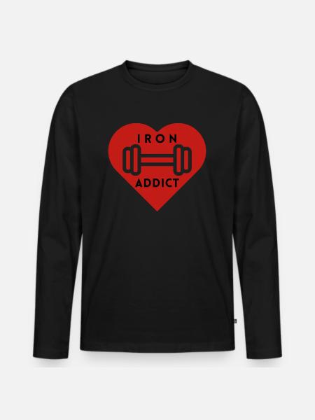 Gym Iron Addict - Men's Premium Organic Long Sleeve Shirt - black