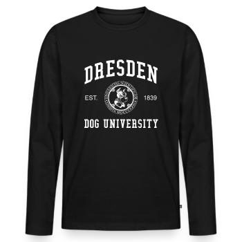 Dresden Dog University Universität Hochschule Uni - Männer Premium Bio Langarmshirt - Schwarz - Vorne - Nico (187cm)