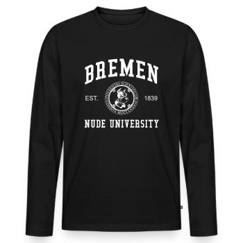 Université Nude de Brême Universität Hochschule Uni - T-shirt manches longues Premium bio Homme - noir - Devant - Nico (187cm)