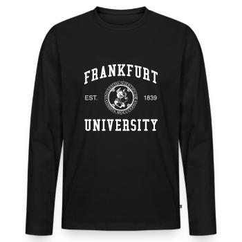 Frankfurt University Universität Hochschule Uni - Men's Premium Organic Long Sleeve Shirt - black - Front - Nico (187cm)