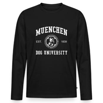 Munich Dog University University University University - Men's Premium Organic Long Sleeve Shirt - black - Front - Nico (187cm)