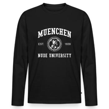 Université Nude de Munich Université Université - T-shirt manches longues Premium bio Homme - noir - Devant - Nico (187cm)