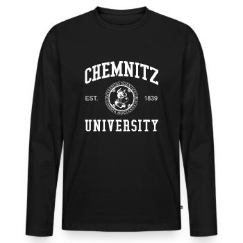 Université de Chemnitz Universität Hochschule Uni - T-shirt manches longues Premium bio Homme - noir - Devant - Nico (187cm)