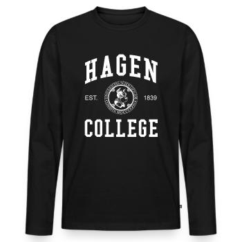 Hagen College University Universität Hochschule - Men's Premium Organic Long Sleeve Shirt - black - Front - Nico (187cm)