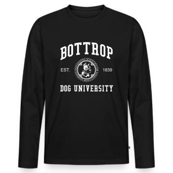 Bottrop Dog University Universität Hochschule Uni - Männer Premium Bio Langarmshirt - Schwarz - Vorne - Nico (187cm)