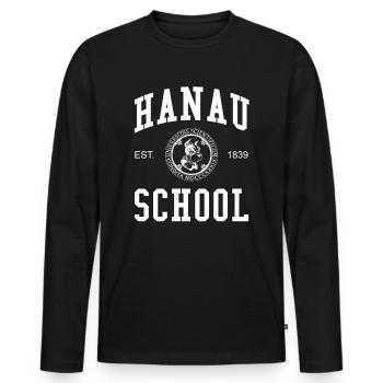 Hanau School University College University School - Men's Premium Organic Long Sleeve Shirt - black - Front - Nico (187cm)
