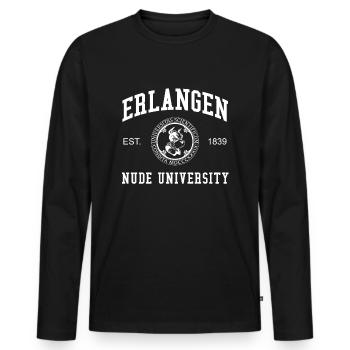 Erlangen Nude University Universität Hochschule - Männer Premium Bio Langarmshirt - Schwarz - Vorne - Nico (187cm)