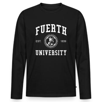 Fürth University Universität Hochschule Uni - Männer Premium Bio Langarmshirt - Schwarz - Vorne - Nico (187cm)