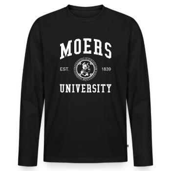 Moers University Universität Hochschule Uni - Männer Premium Bio Langarmshirt - Schwarz - Vorne - Nico (187cm)