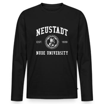 Neustadt Nude University Universität Hochschule - Männer Premium Bio Langarmshirt - Schwarz - Vorne - Nico (187cm)