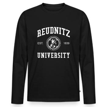 Leipzig Reudnitz University Universität Hochschule - Männer Premium Bio Langarmshirt - Schwarz - Vorne - Nico (187cm)