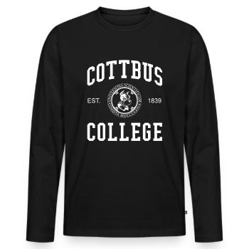 Cottbus College, Universität Hochschule - T-shirt manches longues Premium bio Homme - noir - Devant - Nico (187cm)