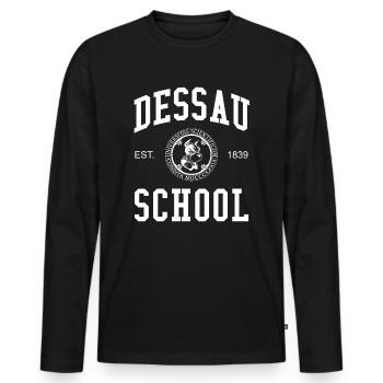 Dessau School Hochschule University Schule Uni - Männer Premium Bio Langarmshirt - Schwarz - Vorne - Nico (187cm)