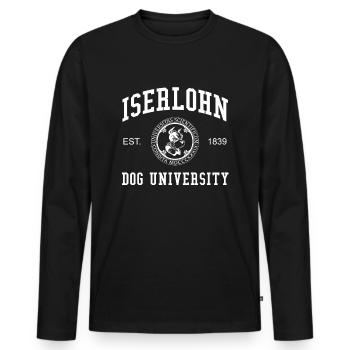 Iserlohn Dog University Universität Hochschule Uni - Men's Premium Organic Long Sleeve Shirt - black - Front - Nico (187cm)