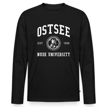 Université nue de la mer Baltique Université Université universitaire - T-shirt manches longues Premium bio Homme - noir - Devant - Nico (187cm)