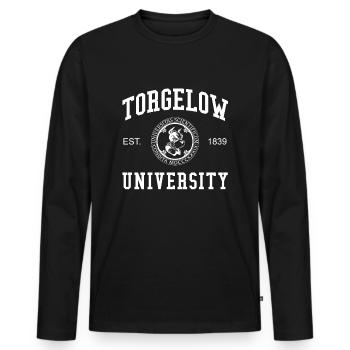 Collège universitaire Torgelow - T-shirt manches longues Premium bio Homme - noir - Devant - Nico (187cm)