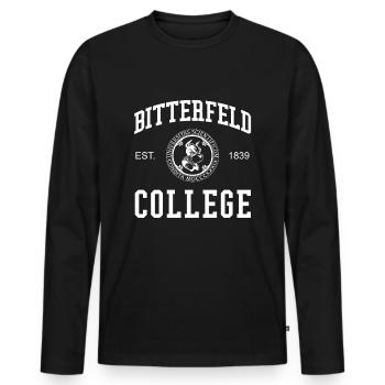 Bitterfeld College University Universität Uni - Men's Premium Organic Long Sleeve Shirt - black - Front - Nico (187cm)