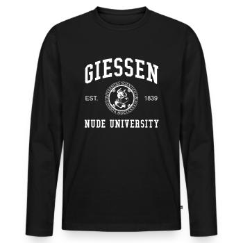 Gießen Nude University Hochschule Universität Uni - T-shirt manches longues Premium bio Homme - noir - Devant - Nico (187cm)