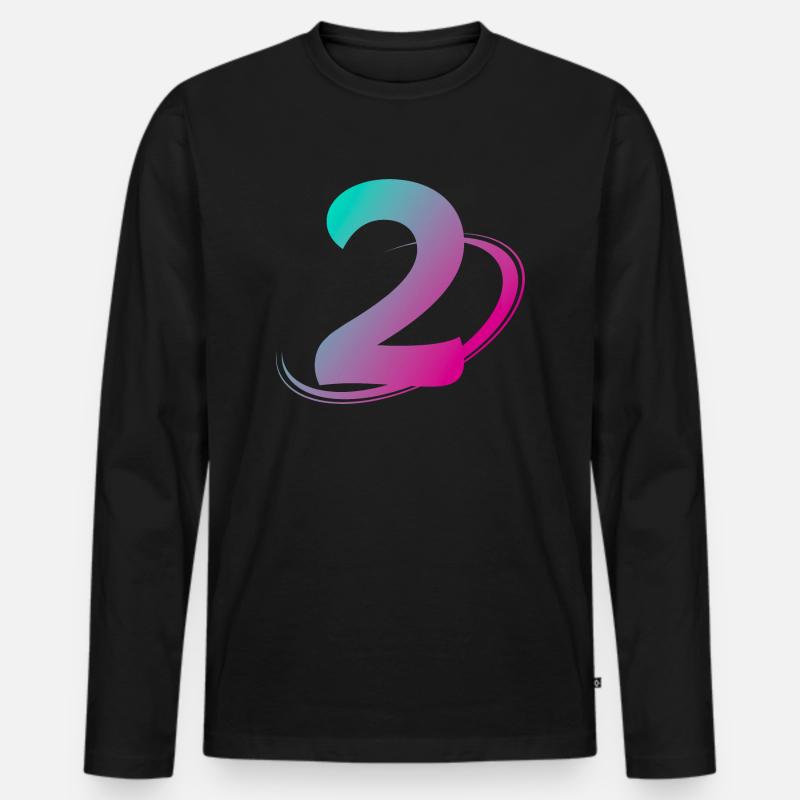 Nummer 2 mehrfarbig - Männer Premium Bio Langarmshirt - Schwarz
