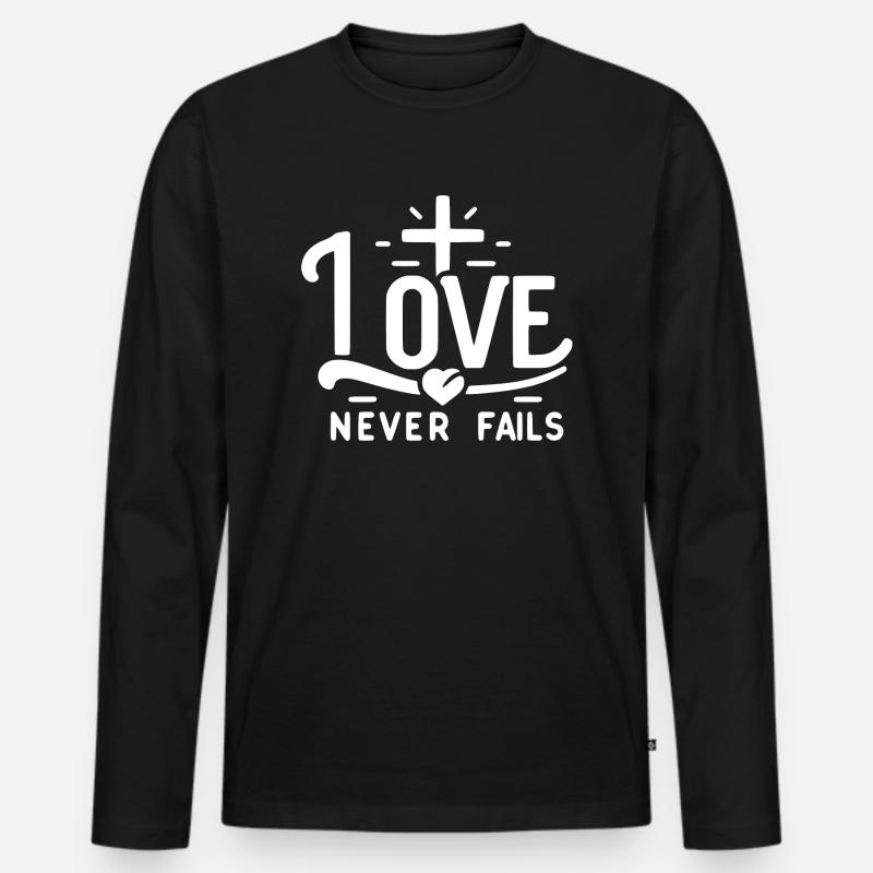 Liebe hört nie auf - Männer Premium Bio Langarmshirt - Schwarz