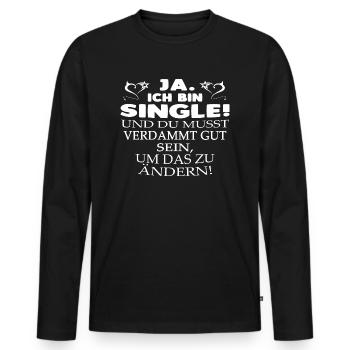 Ja Single Kopie - Männer Premium Bio Langarmshirt - Schwarz - Vorne - Nico (187cm)