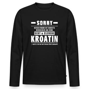 Mann Vergeben - Kroatin Kroate Kroatien - Männer Premium Bio Langarmshirt - Schwarz - Vorne - Nico (187cm)