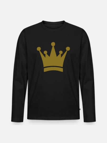 gold crown - Männer Premium Bio Langarmshirt - Schwarz