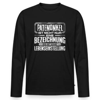 PATENONKEL - Leben - Männer Premium Bio Langarmshirt - Schwarz - Vorne - Nico (187cm)