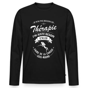 T-shirt Thérapie Chasse sous-marine - T-shirt manches longues Premium bio Homme - noir - Devant - Nico (187cm)