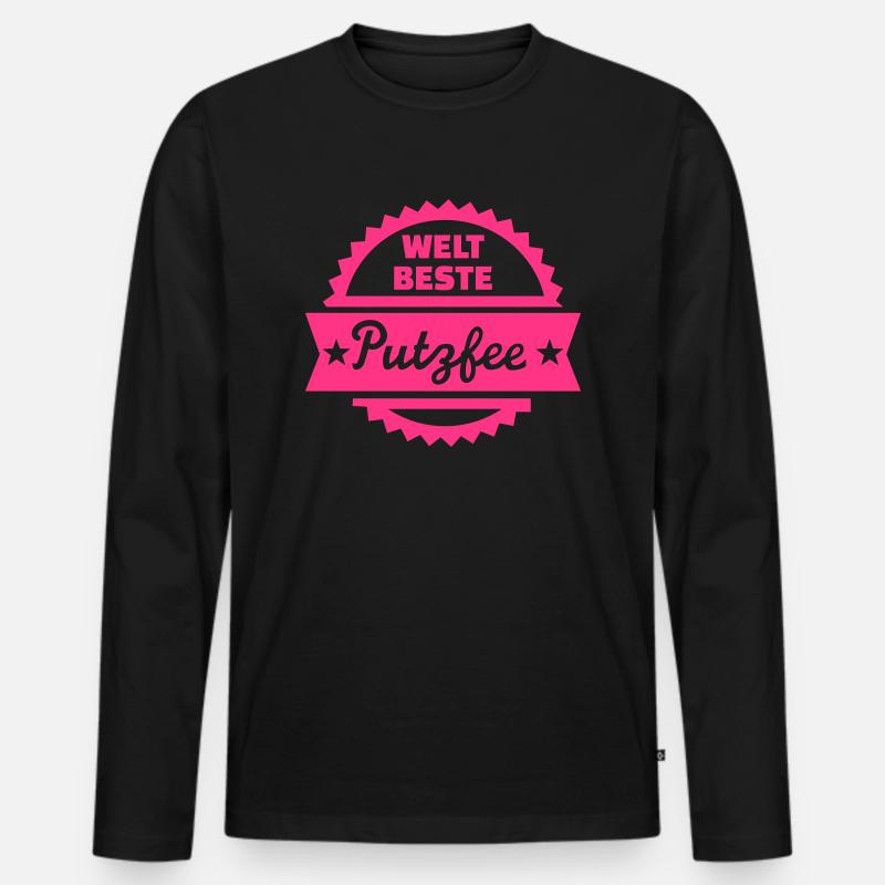 Putzfrau - Männer Premium Bio Langarmshirt - Schwarz