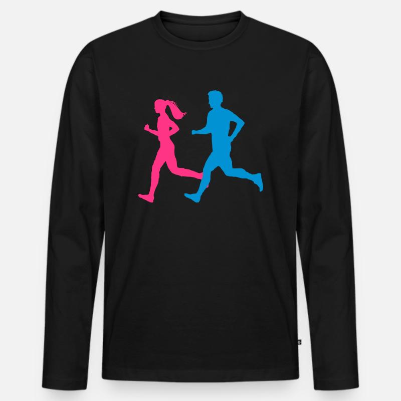 Jogger Paar bunt - Männer Premium Bio Langarmshirt - Schwarz