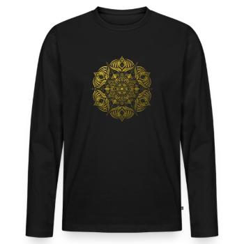 Mandala - Men's Premium Organic Long Sleeve Shirt - black - Front - Nico (187cm)