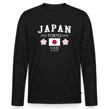 Japan - Men's Premium Organic Long Sleeve Shirt - black - Front - Nico (187cm)