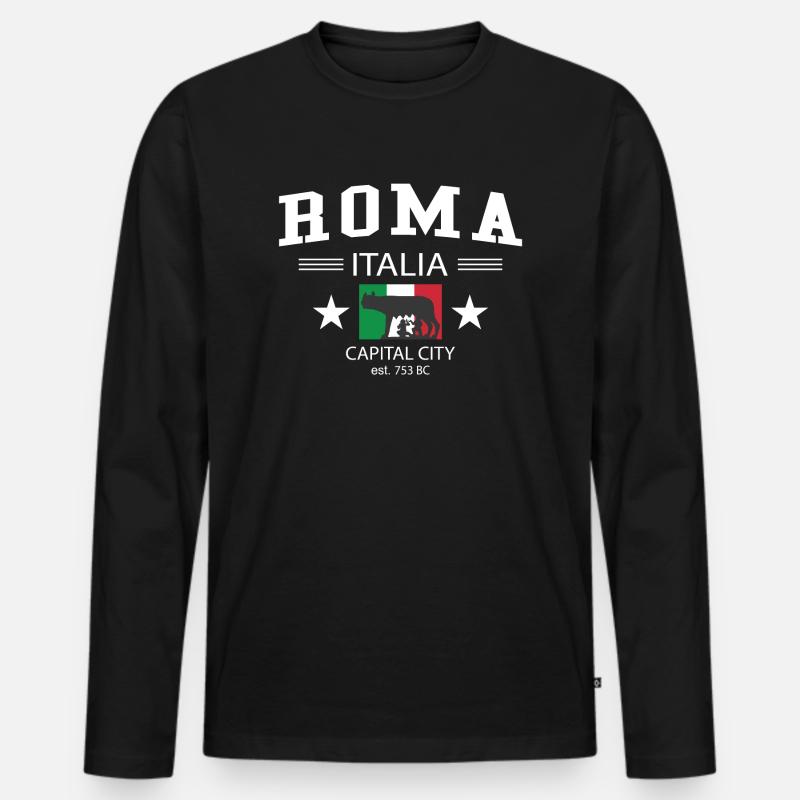 Roma - Männer Premium Bio Langarmshirt - Schwarz
