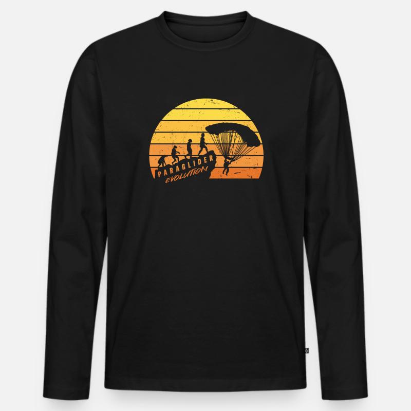 Paraglider Evolution Gleitschirmfliegen - Männer Premium Bio Langarmshirt - Schwarz