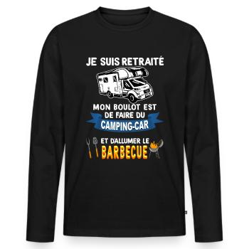 Camping-car boulot barbecue - T-shirt manches longues Premium bio Homme - noir - Devant - Nico (187cm)
