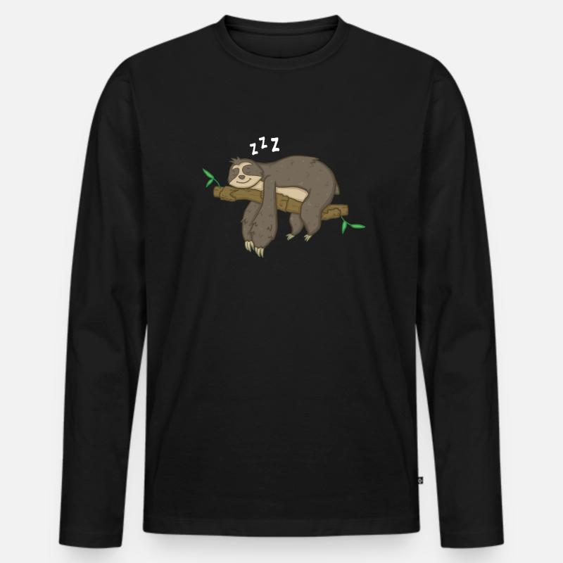 Faultier Schlafen Relax - Männer Premium Bio Langarmshirt - Schwarz