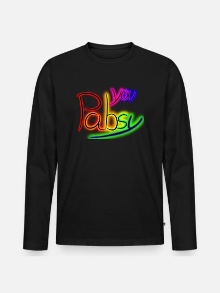 Pabsy Rainbow - Männer Premium Bio Langarmshirt - Schwarz