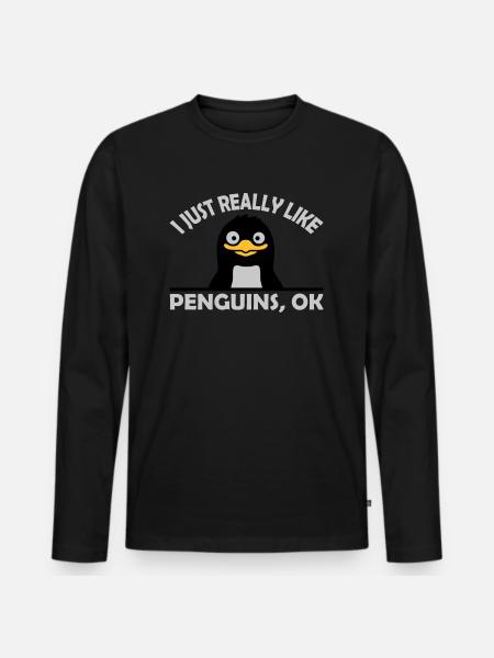 I just like penguins - Men's Premium Organic Long Sleeve Shirt - black