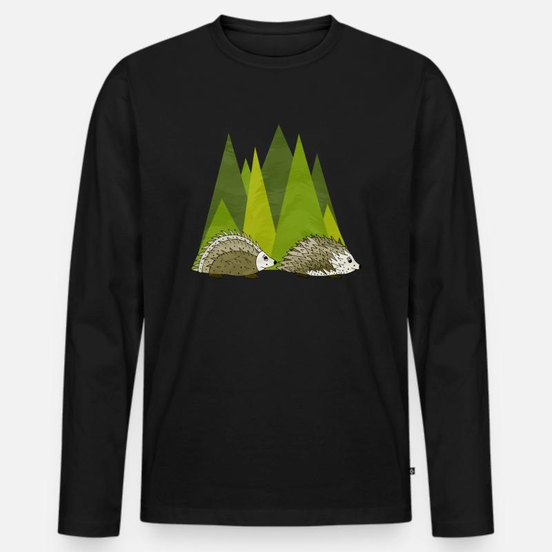 Igel - Männer Premium Bio Langarmshirt - Schwarz
