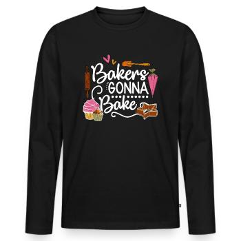 Boulangerie Baker Boulangerie Boulangerie Gâteau de confiserie - T-shirt manches longues Premium bio Homme - noir - Devant - Nico (187cm)