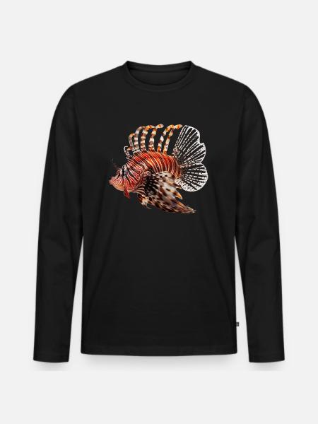 Løvefisk kaldes også skorpionfisk - Premium økologisk langærmet T-shirt til mænd - sort